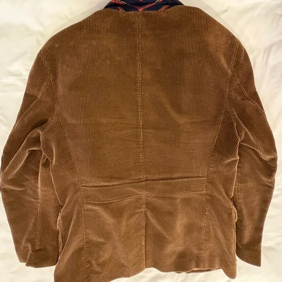 Polo Ralph Lauren Brown Corduroy Jacket w/Leather Elbow Patches, 44L, Great Cond